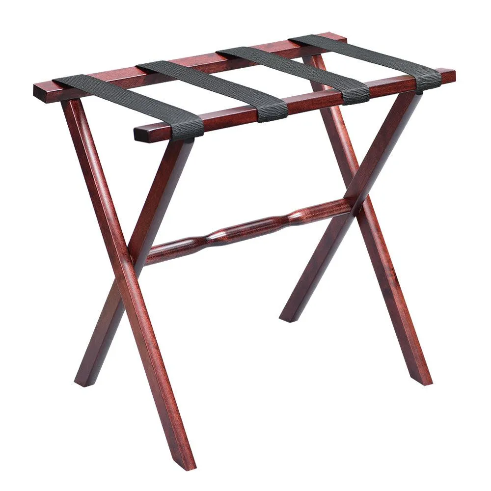 Gatehouse Furniture Luggage Rack - Straight Wood Leg with 4 Nylon Straps