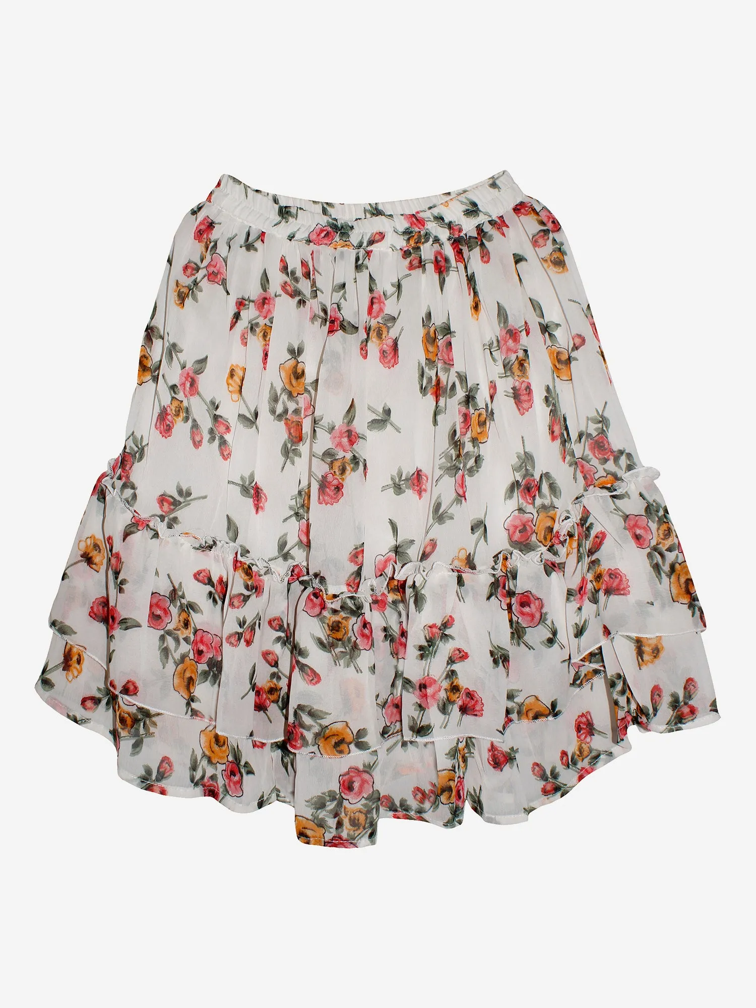 Girls Printed Georgette Skirt with Frill Layer