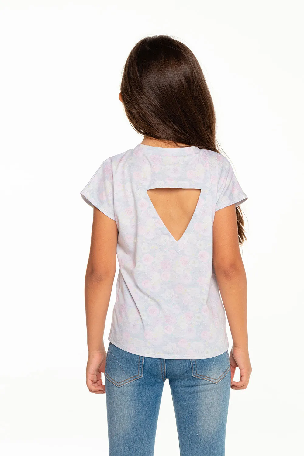 Girls Recycled Vintage Jersey Cap Sleeve Vent Back Tee