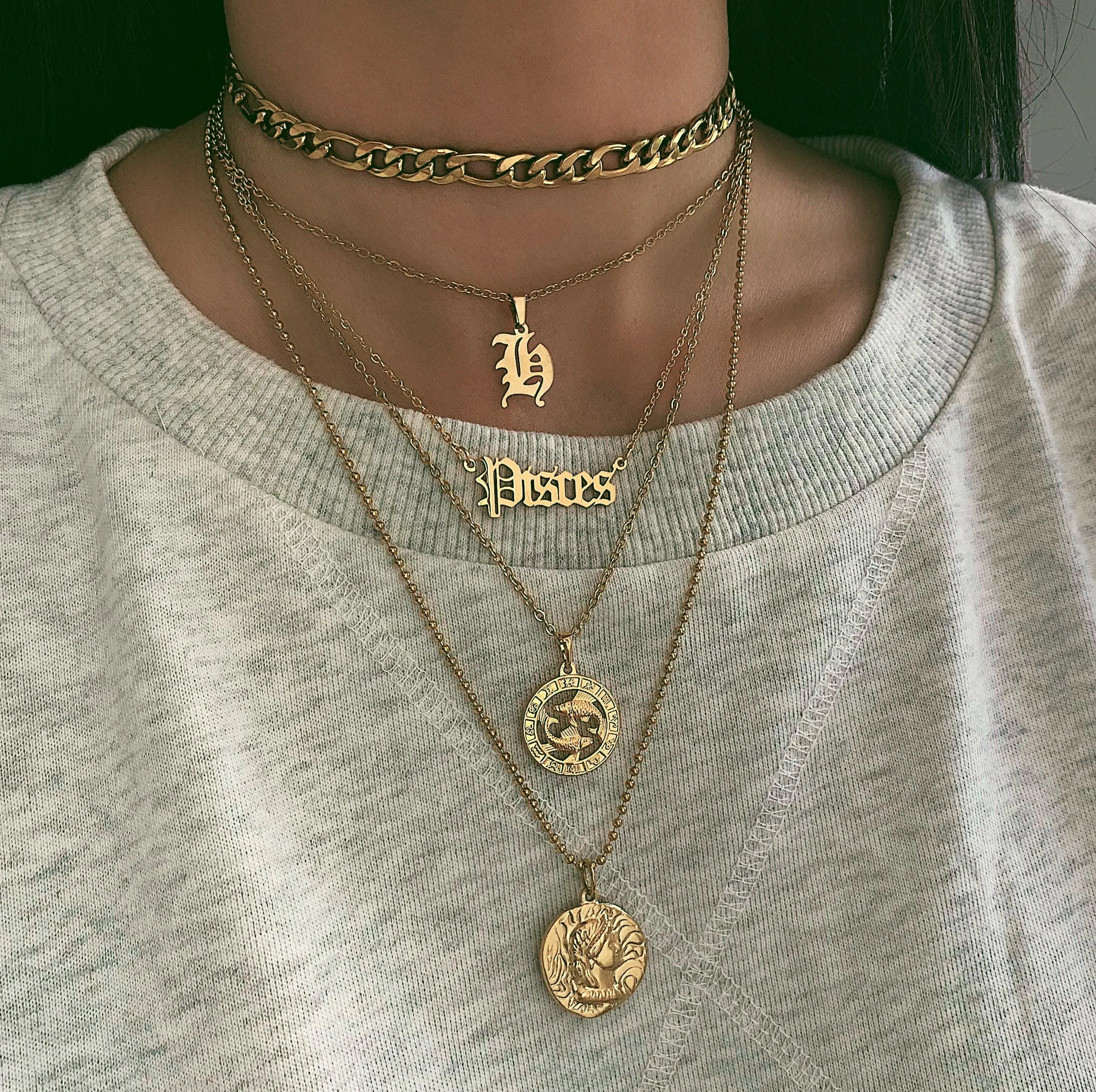 Gothic Initial Necklace