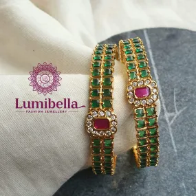 Green Kempu Style Bangles