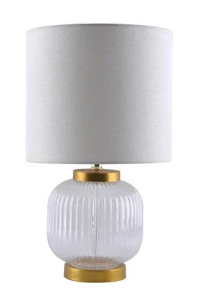 Gretta 23" Glass Table Lamp with Gold Leaf Cap and Base with