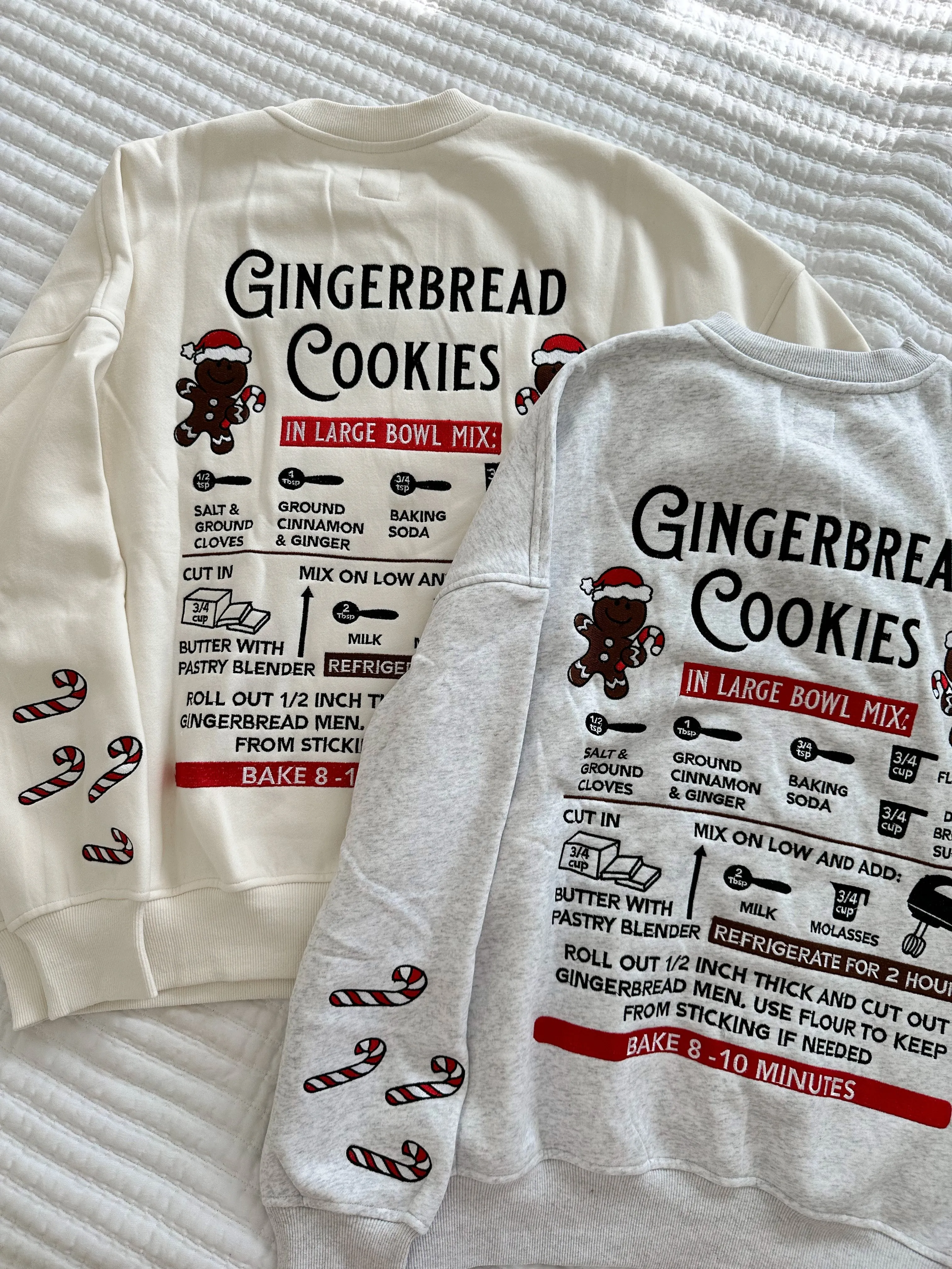 Grey Gingerbread Recipe Christmas Embroider Sweatshirt