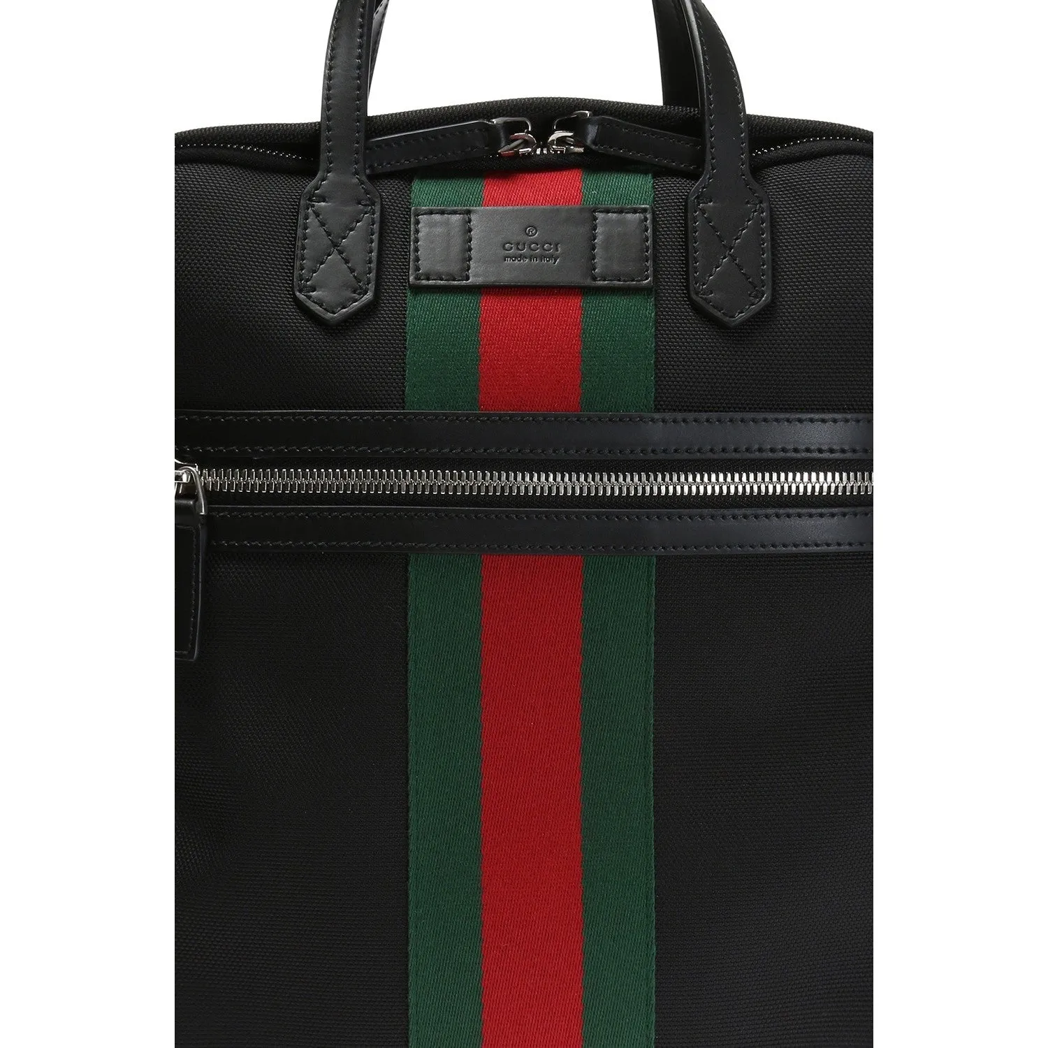 Gucci Techno Black Canvas Web Stripe Backpack