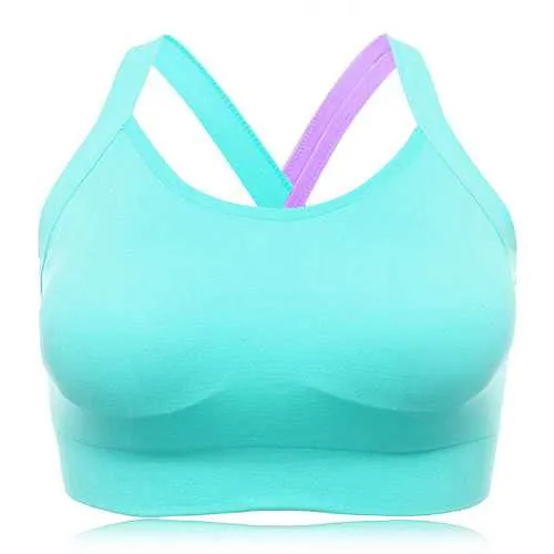 Hit Color Criss Cross Shockproof Padding Sport Bra