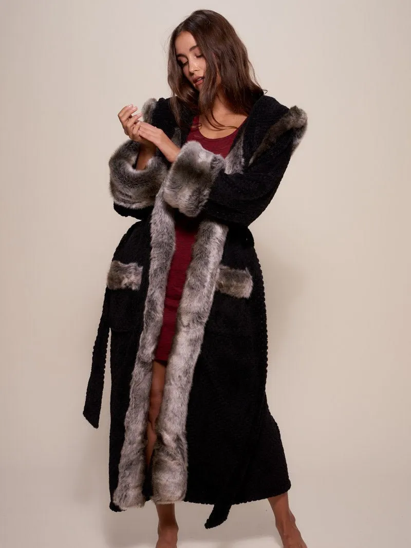 Hooded Grey Wolf Faux Fur House Robe