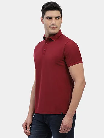 Hummel Men Maroon Swift Sports Polo Collar Tshirt