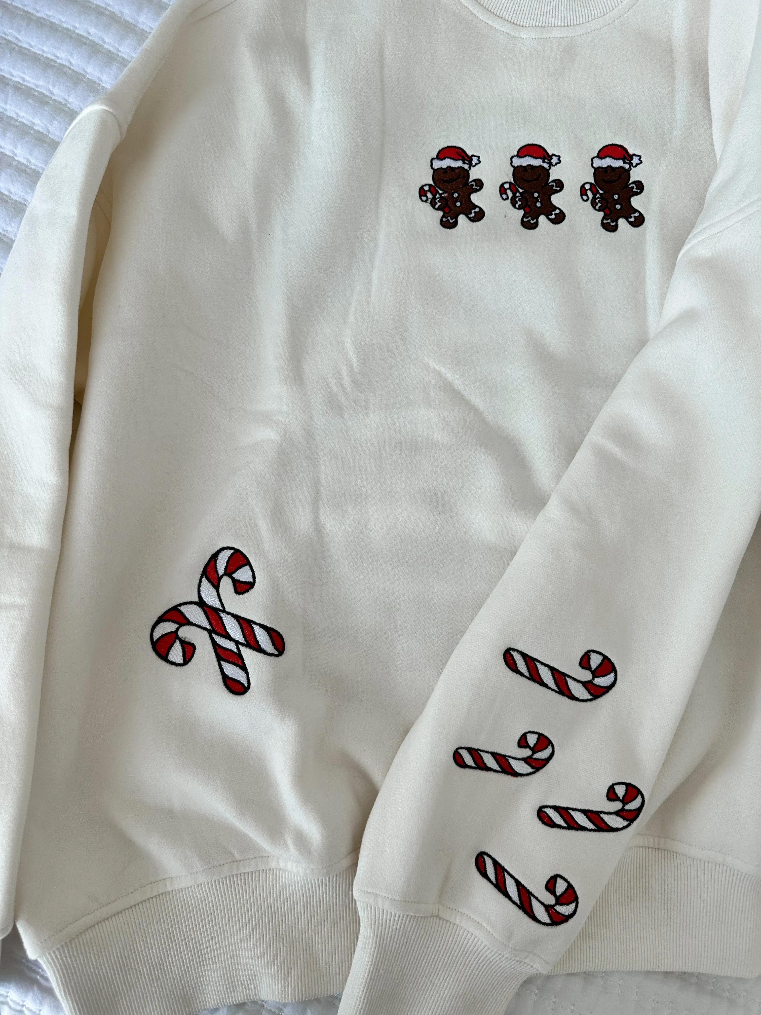 Ivory Gingerbread Recipe Christmas Embroider Sweatshirt