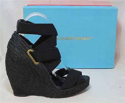 JEAN-MICHEL CAZABAT Women's Zesta Wedge - Black - Multi SZ NIB - MSRP $295!