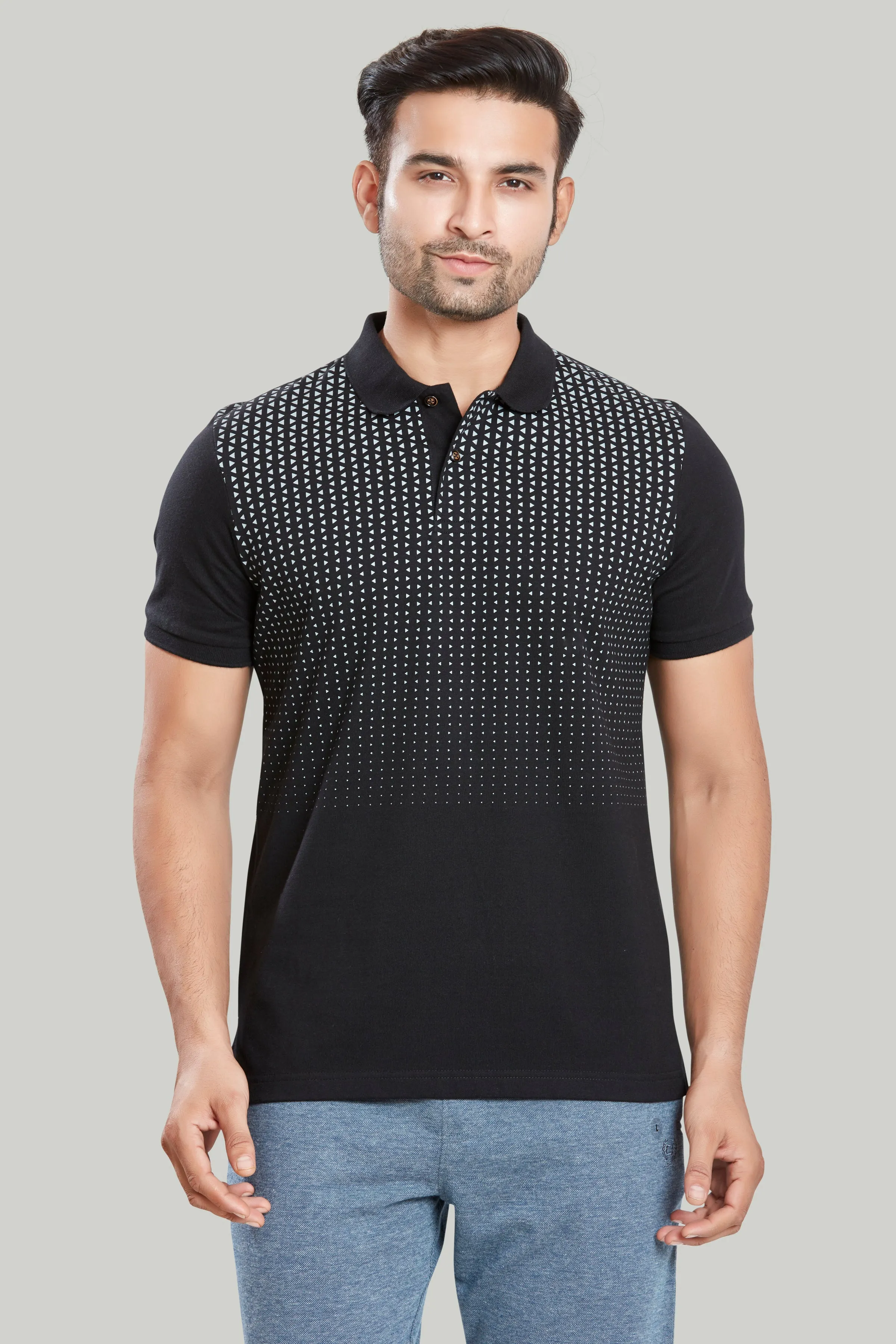 Jersey Triangle Print Polo