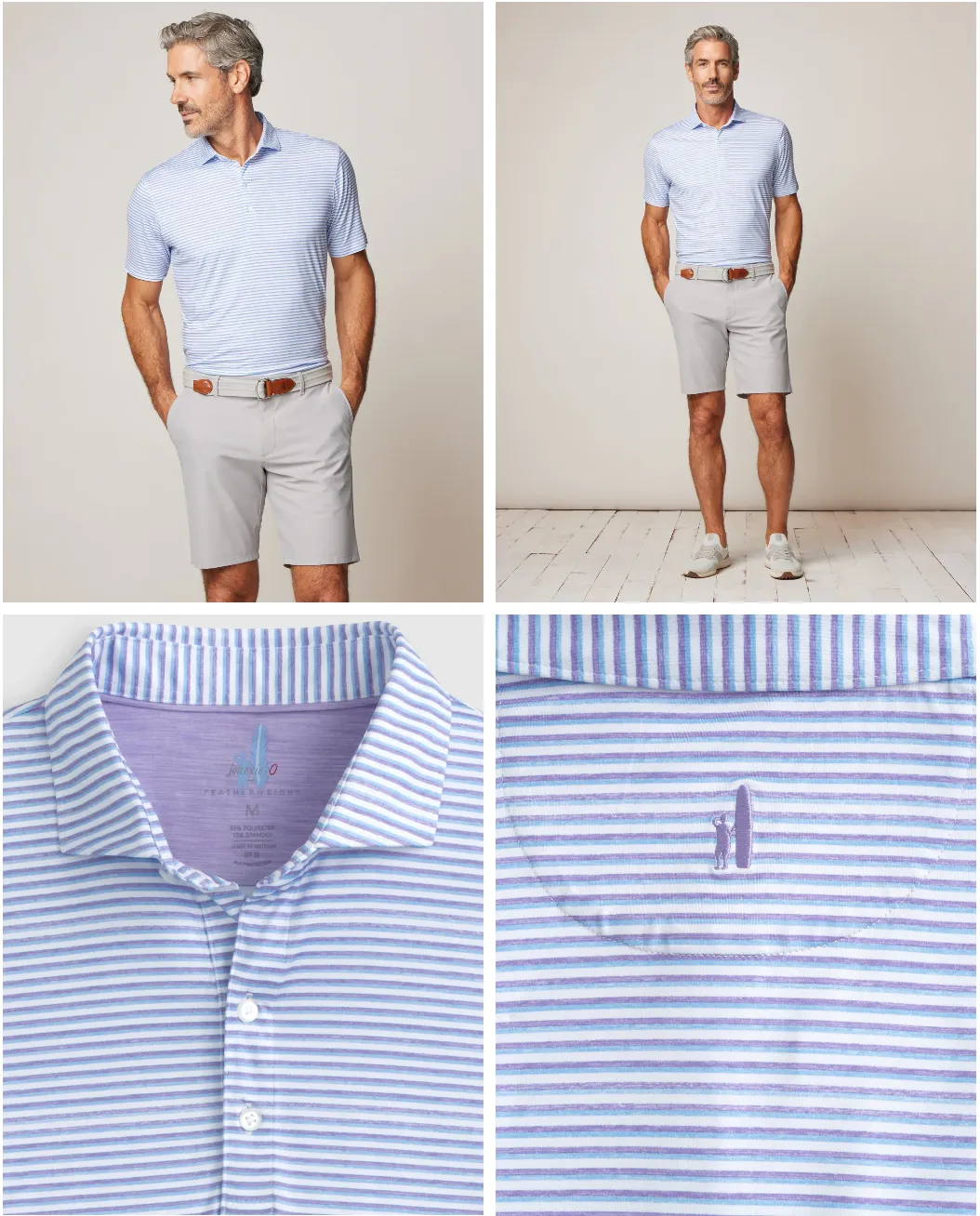 Johnnie-o Warwick Striped Featherweight Performance Polo