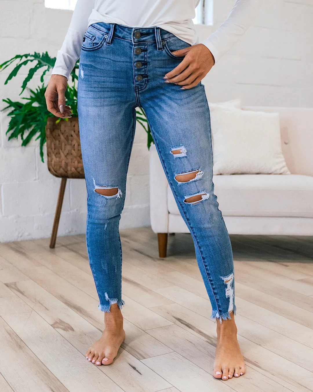 KanCan Maren Button Up Distressed Jeans FINAL SALE