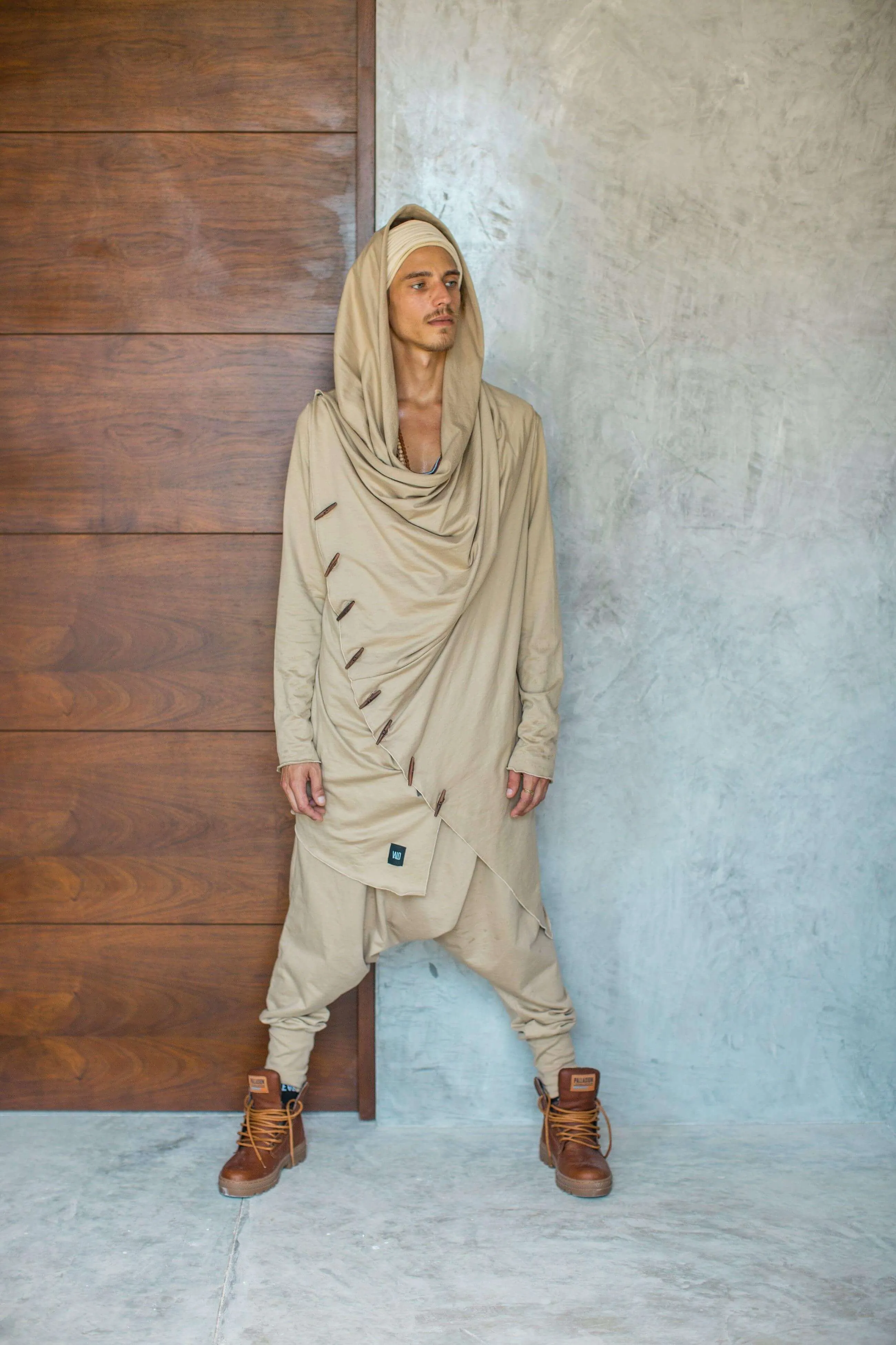 KENOBI Desert Khaki - Beige Cream Jedi Style Hoodie Cardigan Vest