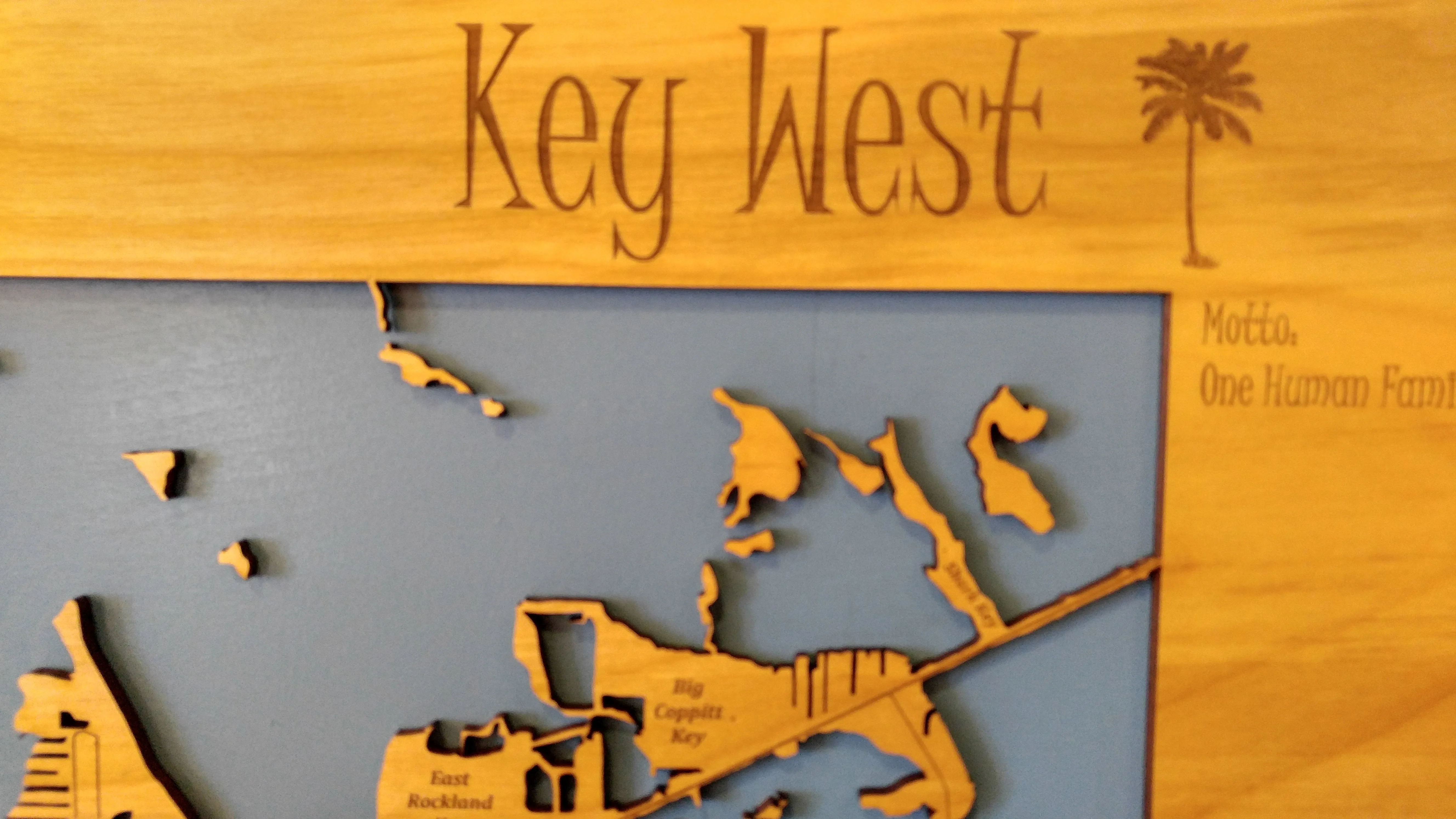 Key West, Florida - laser cut wood map