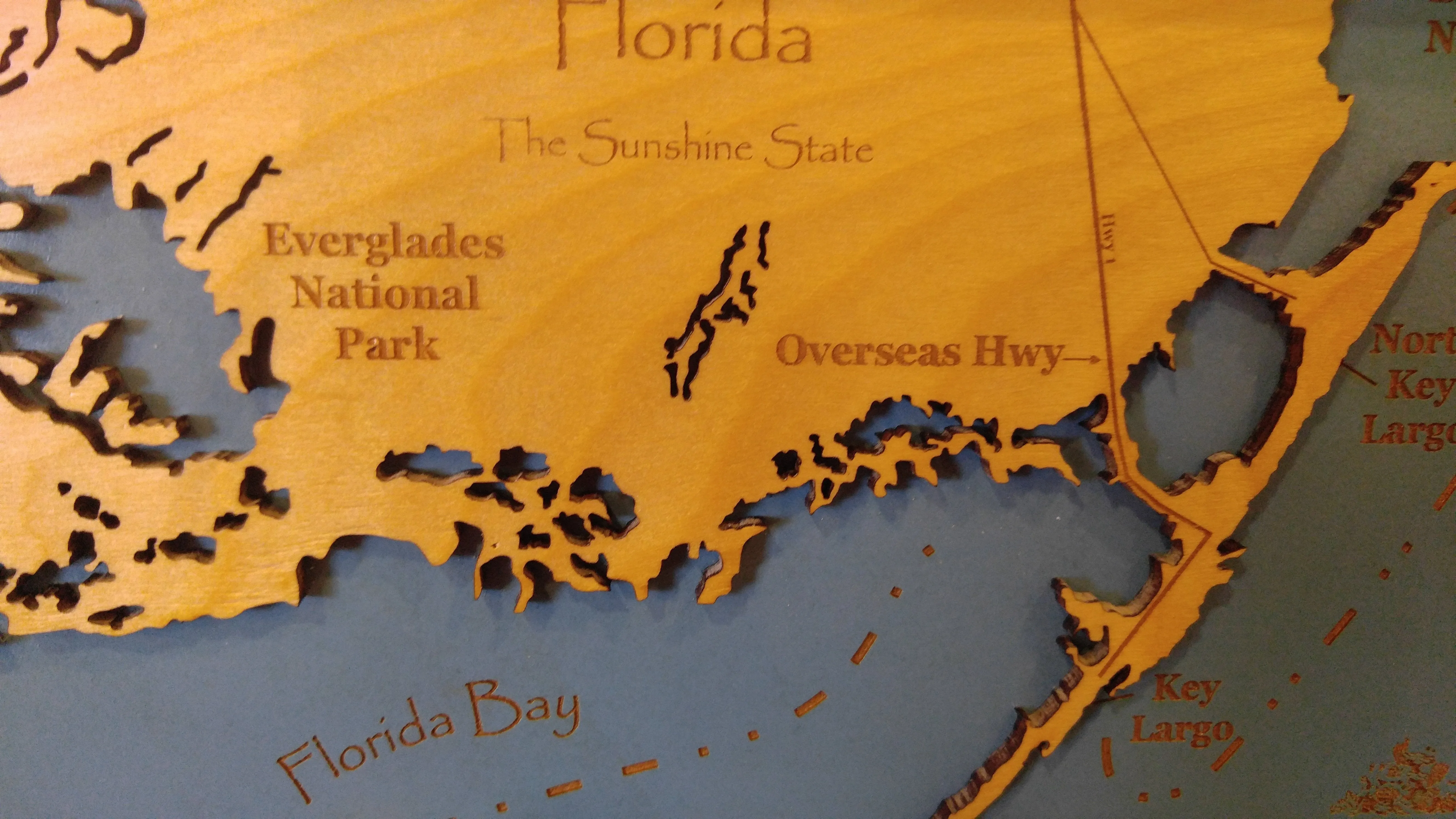 Key West, Florida - laser cut wood map