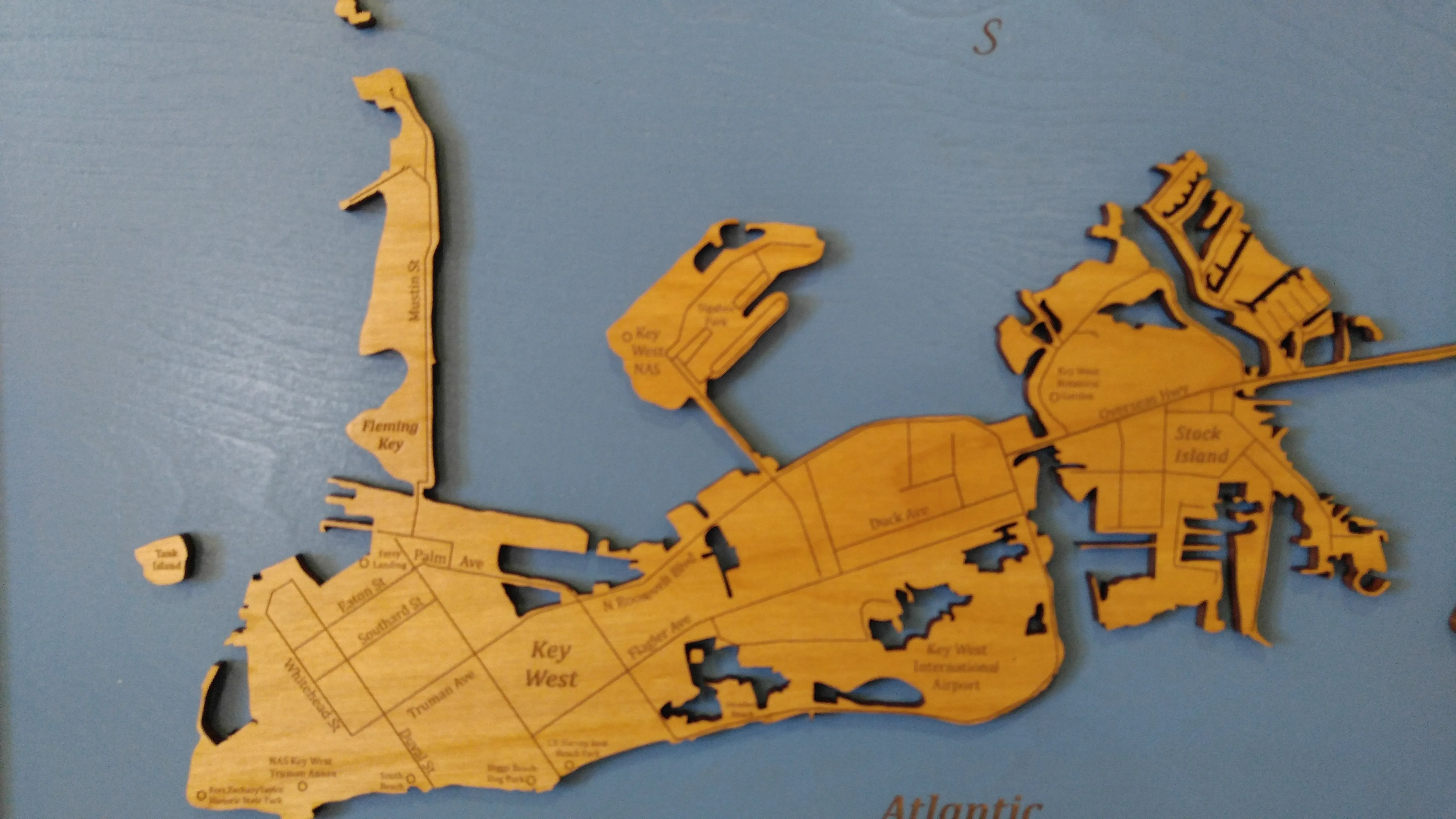 Key West, Florida - laser cut wood map