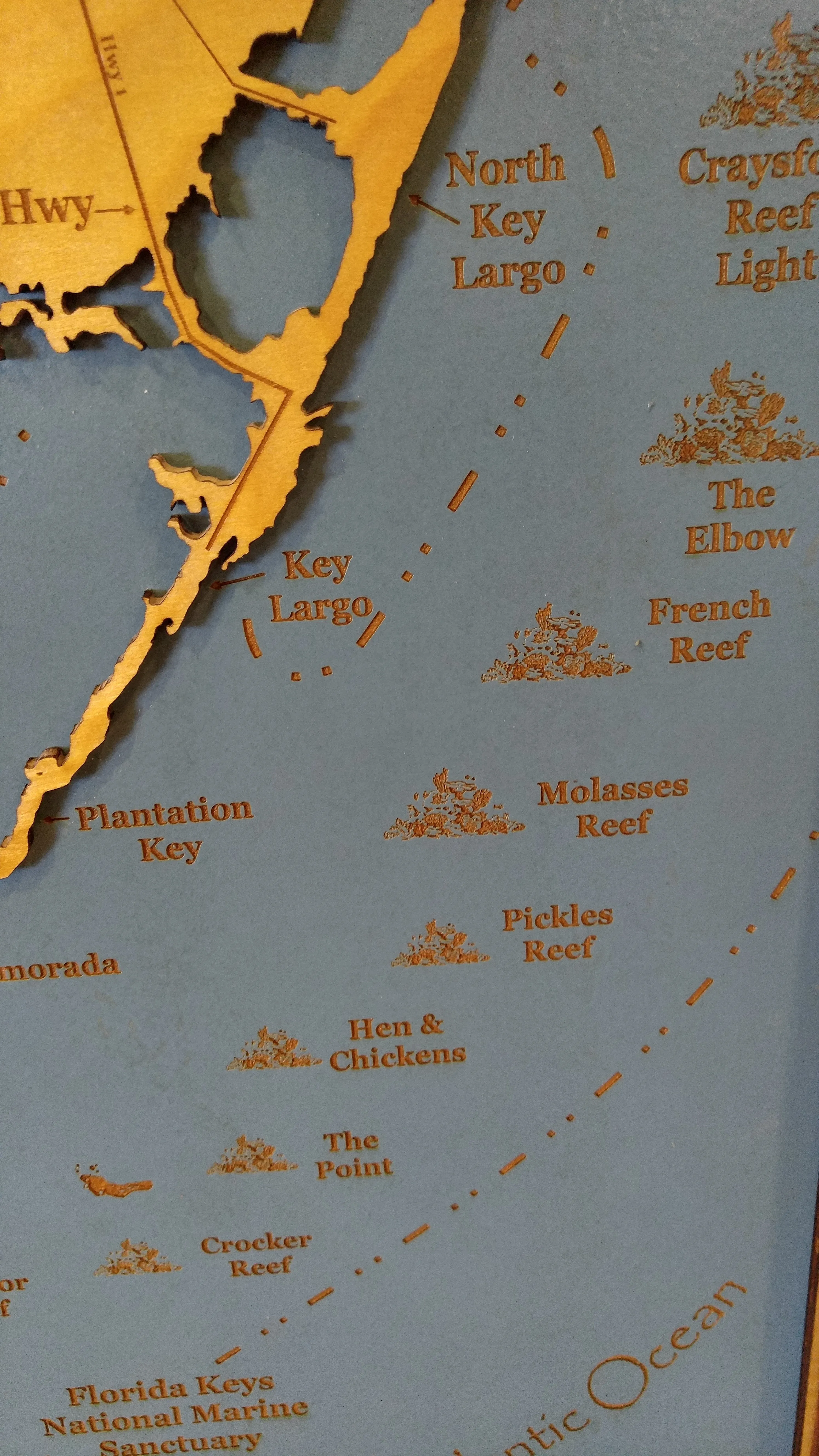 Key West, Florida - laser cut wood map