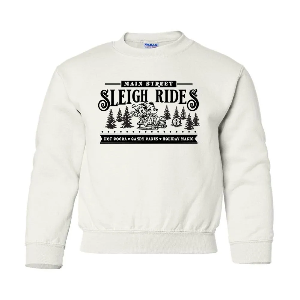 Kids Monogrammed 'Main Street Mickey Sleigh Rides' Crewneck Sweatshirt