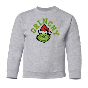 Kids 'The Mean One' Letter Patch Crewneck Sweatshirt