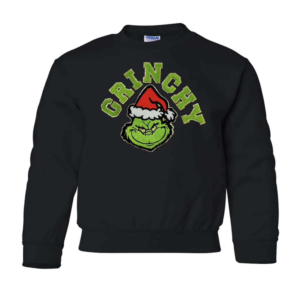 Kids 'The Mean One' Letter Patch Crewneck Sweatshirt