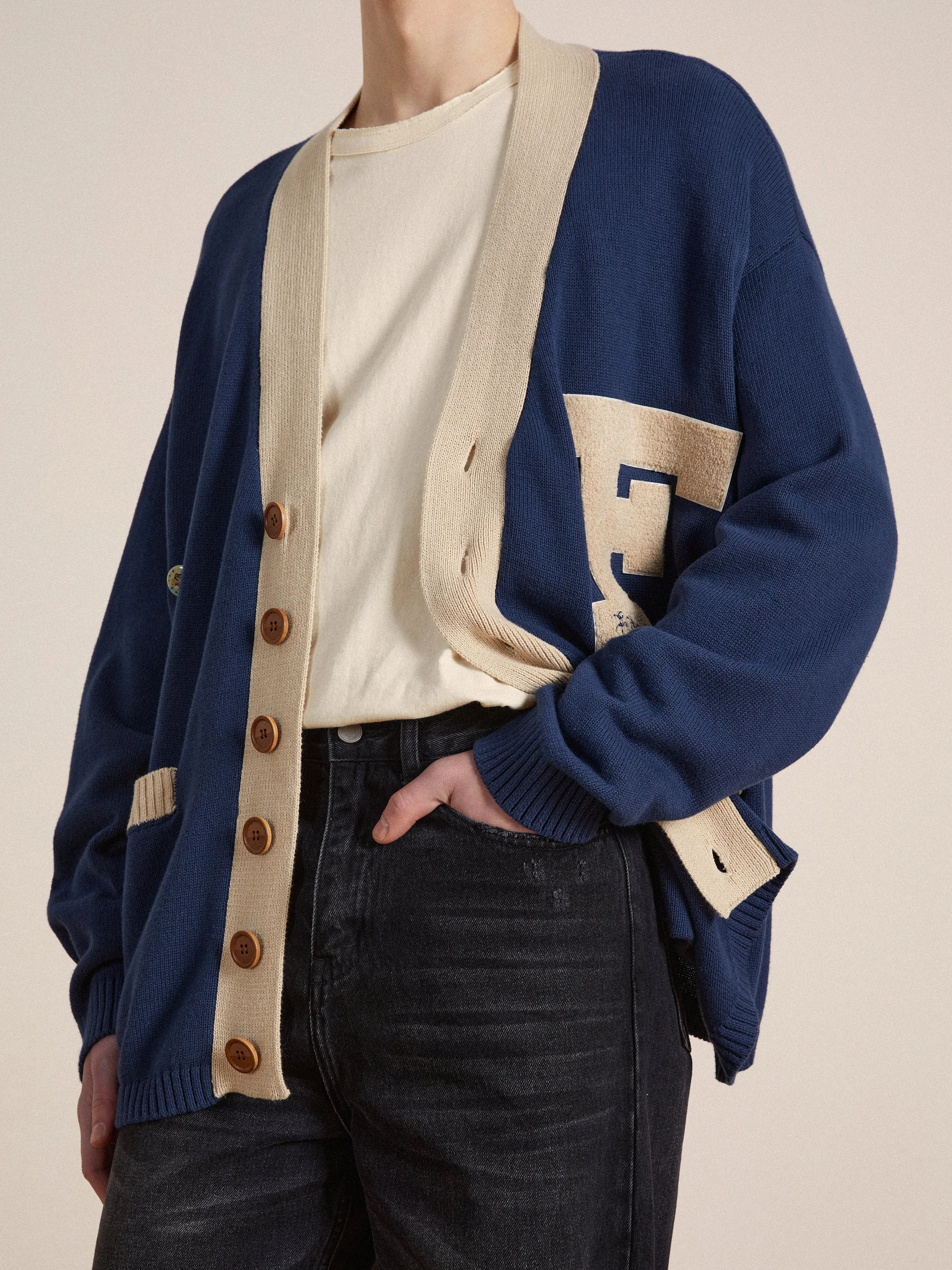 Laleh Varsity Contrast Cardigan