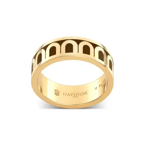 L'Arc de DAVIDOR Ring MM, 18k Yellow Gold with Cognac Lacquered Ceramic