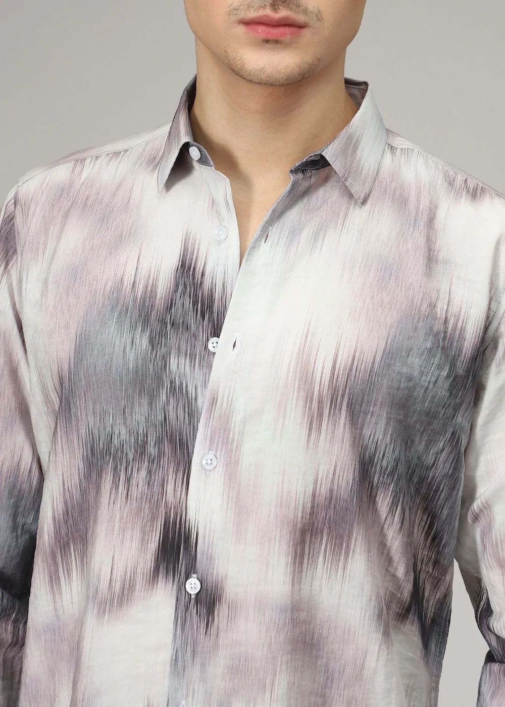 Lavender Line Brush Print Shirt