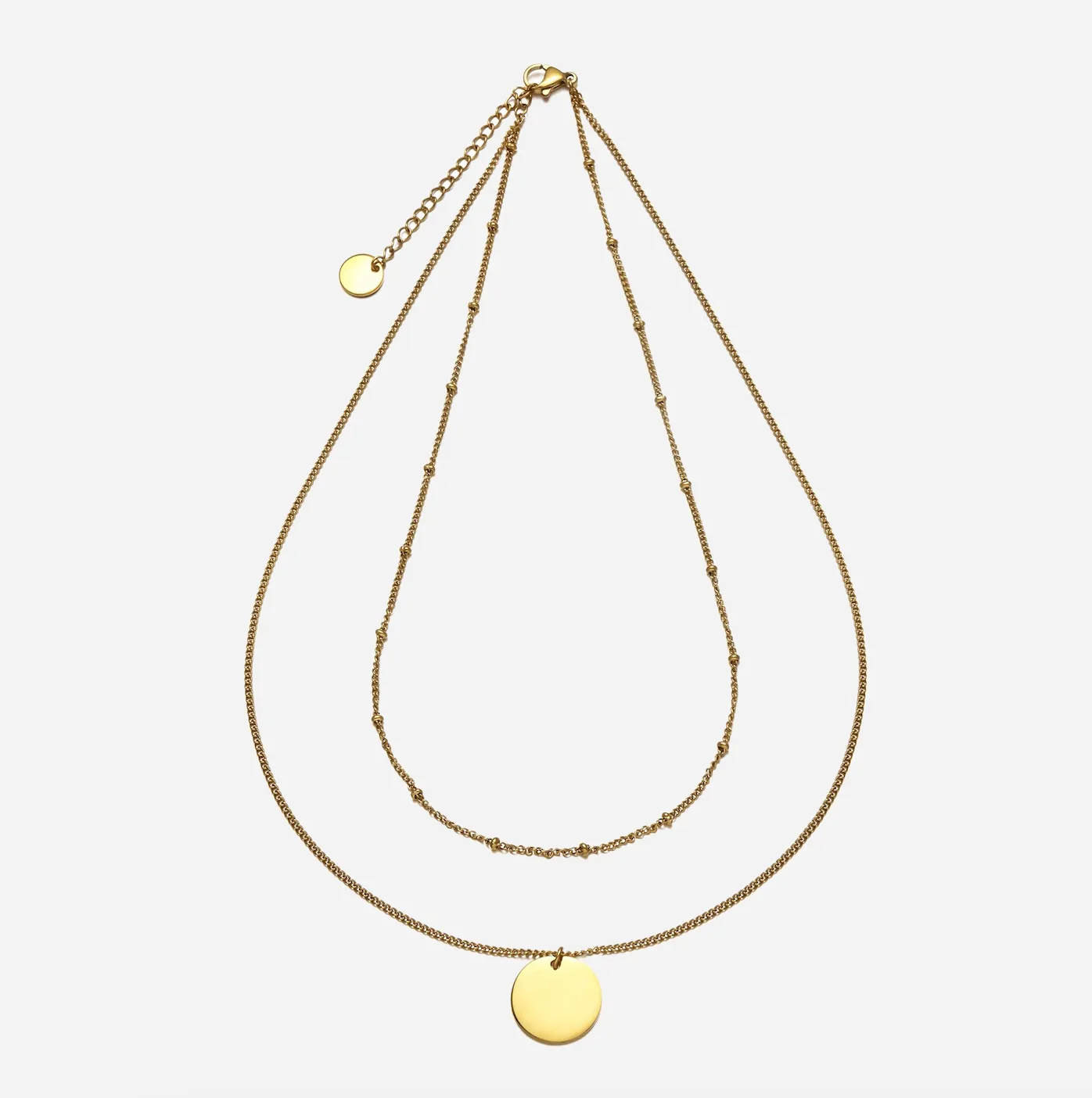 Layered Gold Coin Pendant Necklace