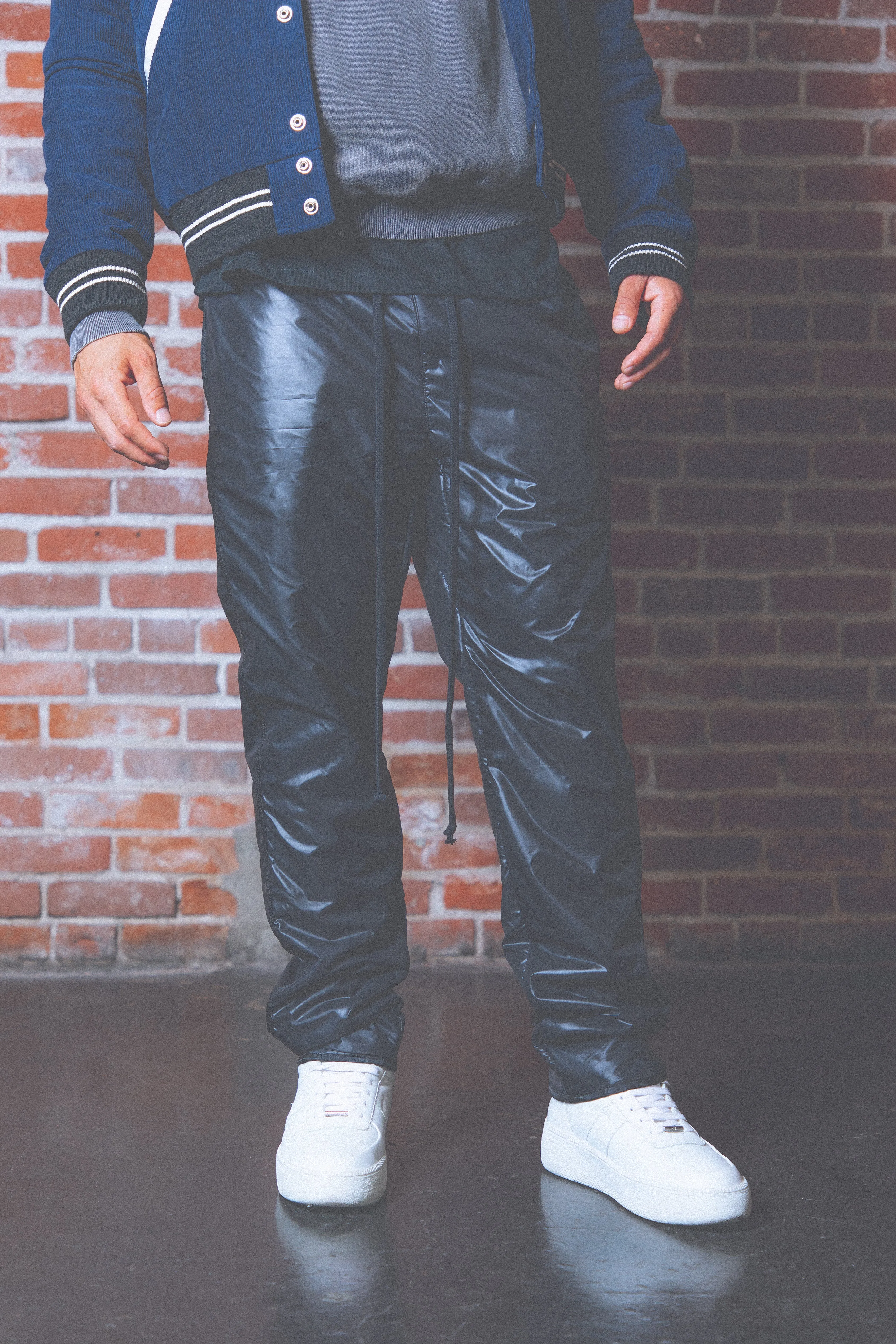 Lined Nylon Pants - Black