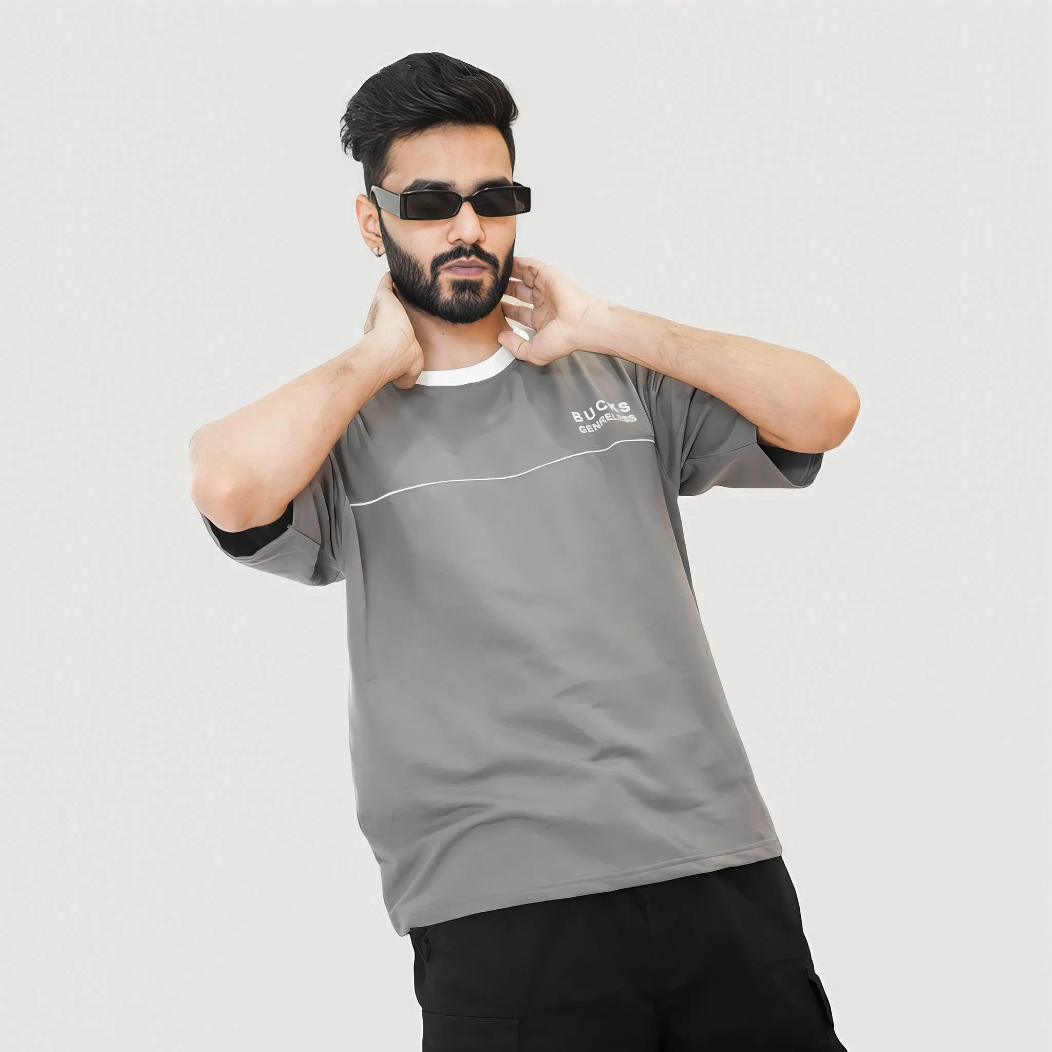 LOOPSTER'S Grey Relaxed Fit T-shirt