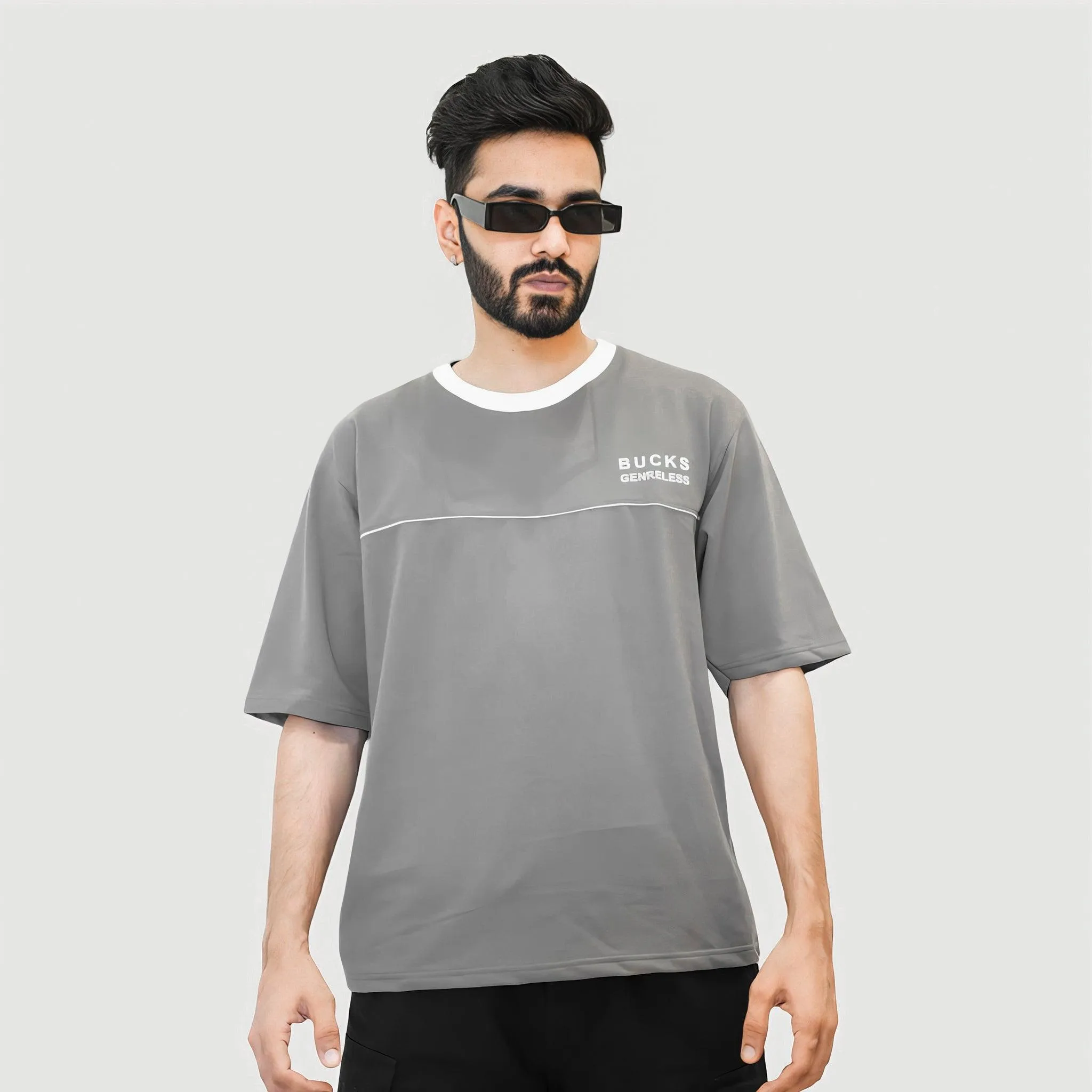 LOOPSTER'S Grey Relaxed Fit T-shirt