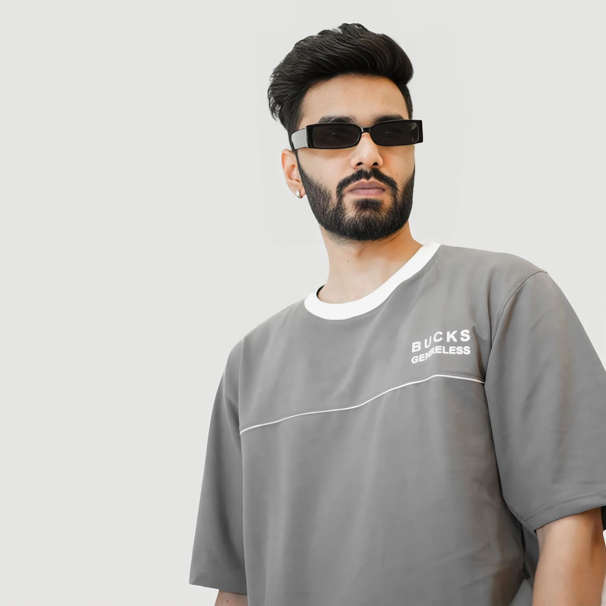 LOOPSTER'S Grey Relaxed Fit T-shirt