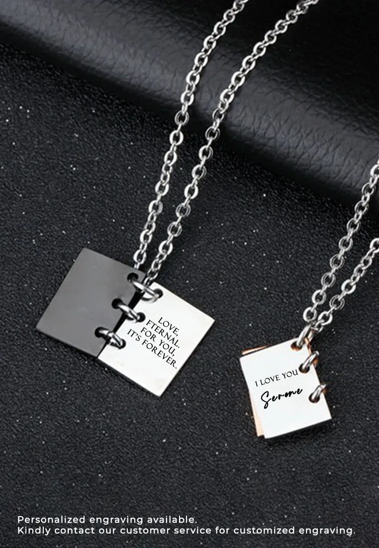 Love Story Book Pendant Chain Necklace for Couple