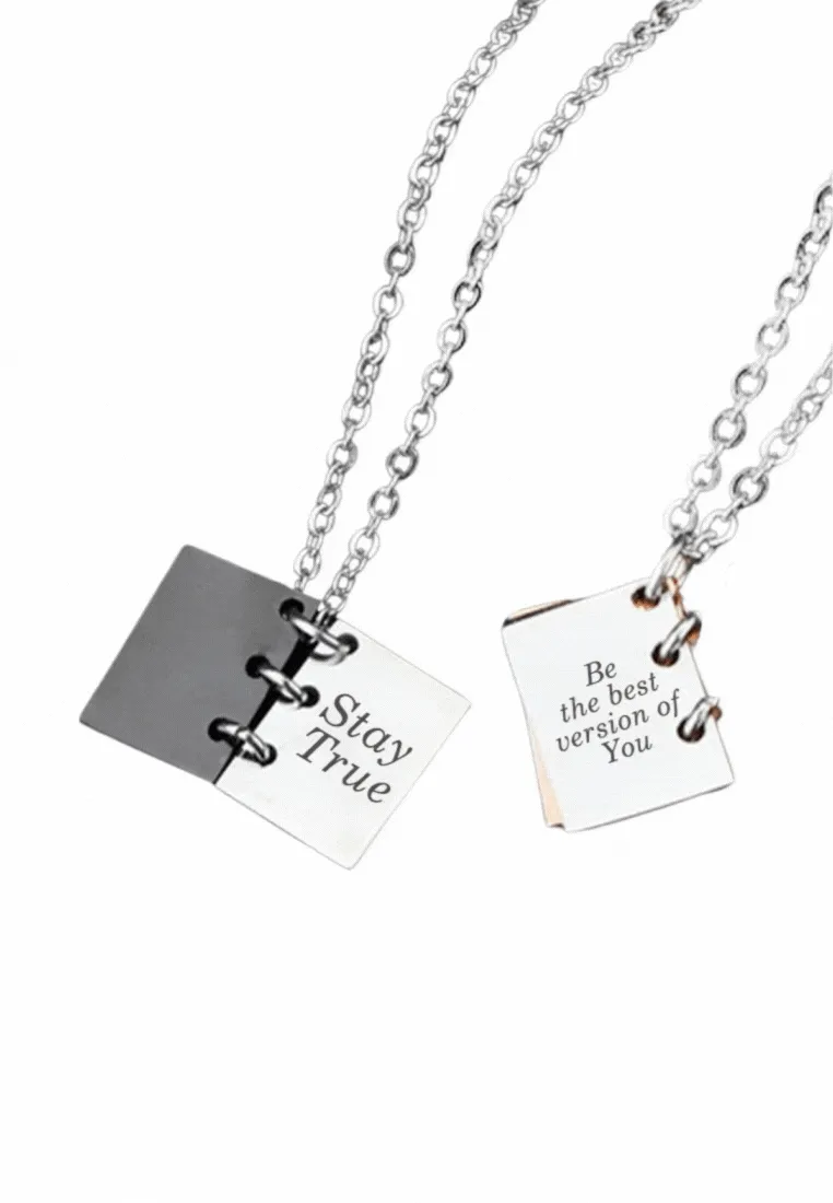 Love Story Book Pendant Chain Necklace for Couple