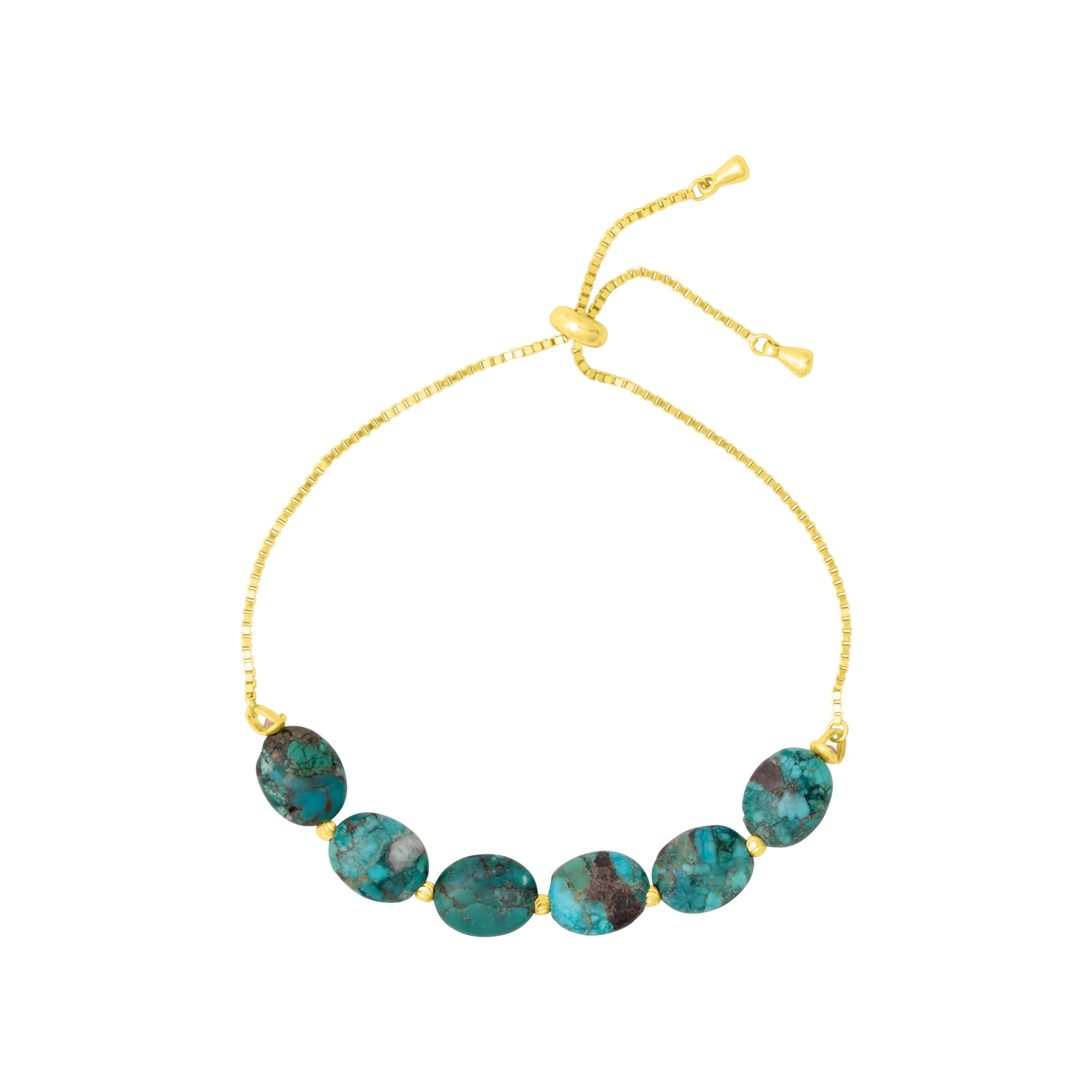 LUCIA TURQUOISE PULL TIE BRACELET GOLD