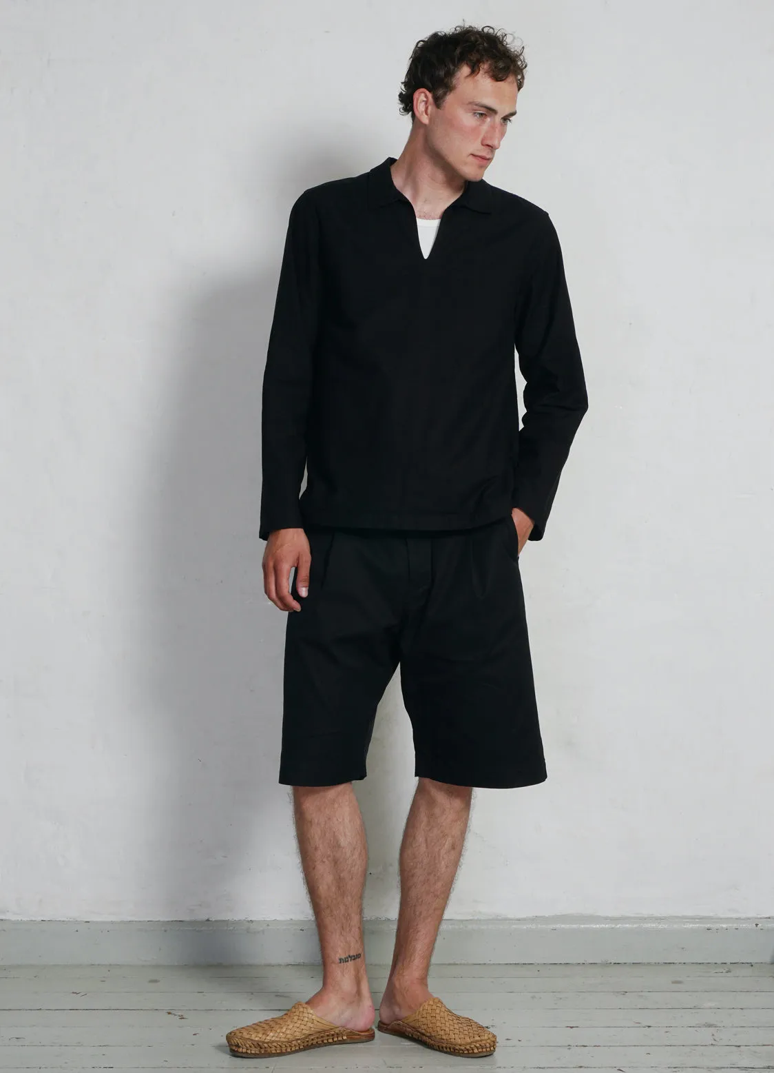 MAGNE | Casual Pull-on Shirt | Black