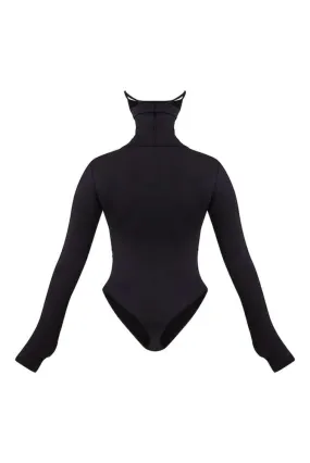 'MASK ON' BODYSUIT - Body dama negru cu masca incorporata