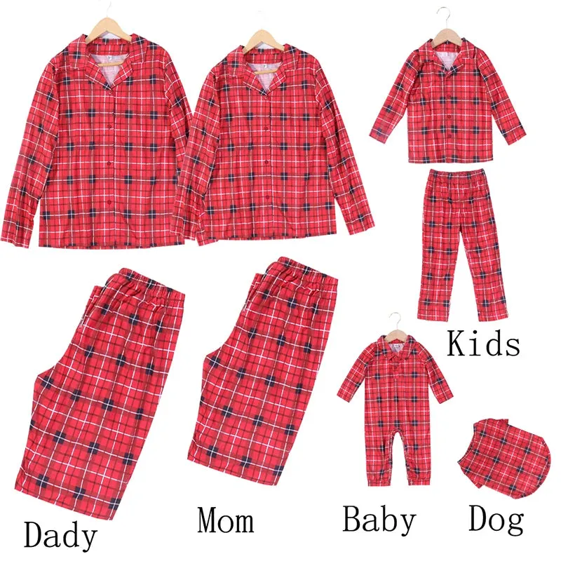 Matching Family Dog Pajamas Plaid Cotton