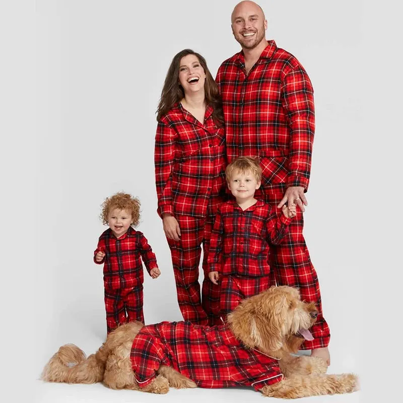 Matching Family Dog Pajamas Plaid Cotton