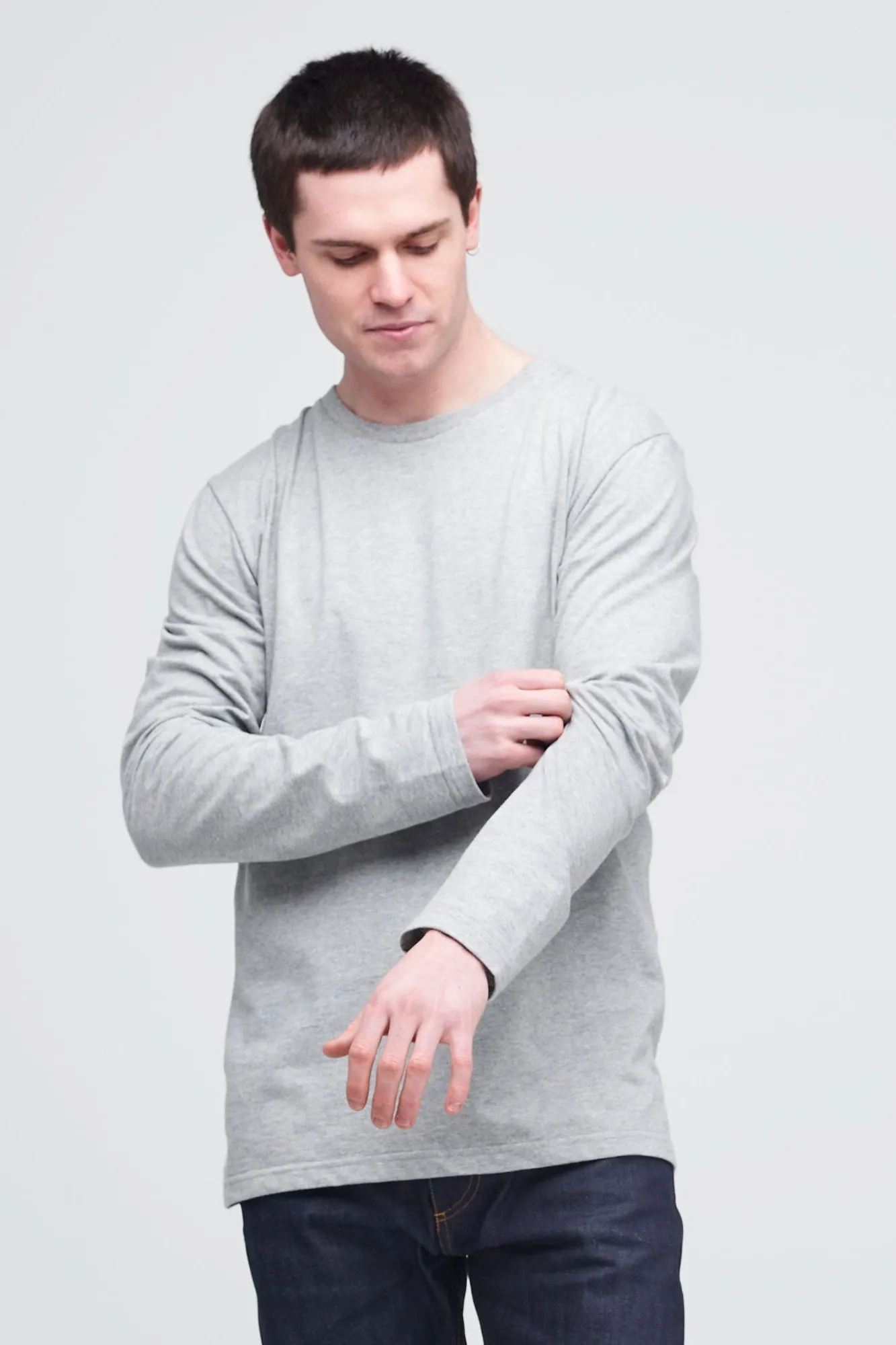 Men's Long Sleeve T Shirt - Grey Marl