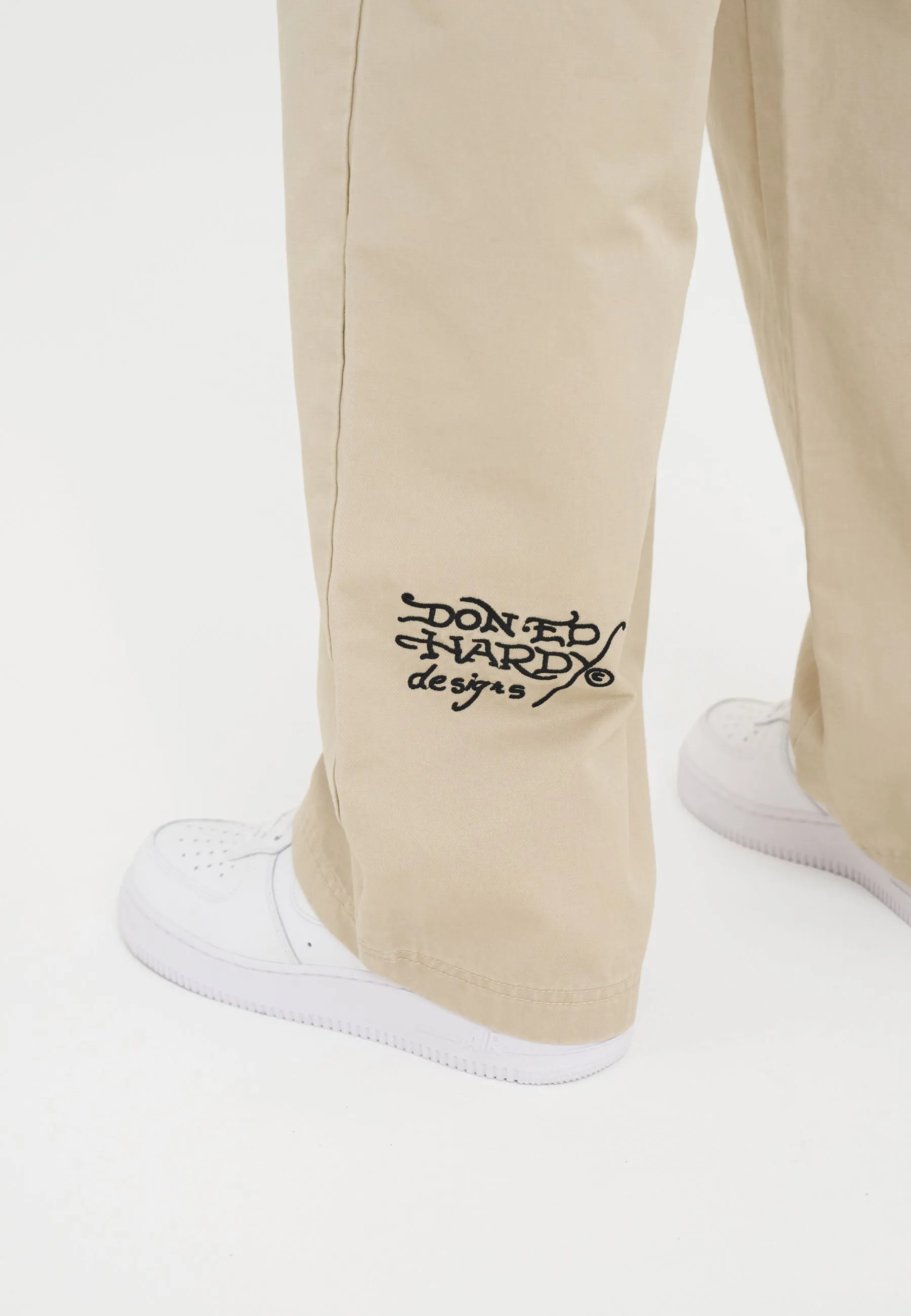 Mens True Till Death Baggy Skater Chinos - Beige