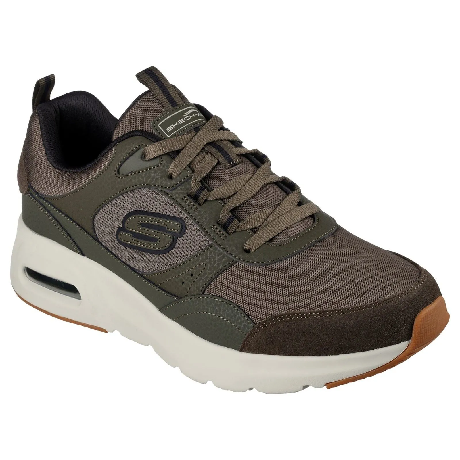 Men's Wide Fit Skechers 232646 Skech Air Court Homegrown Trainers - Olive