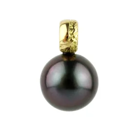 Midnight Purple 10.4mm Tahitian Pearl Pendant on 18K Yellow Gold