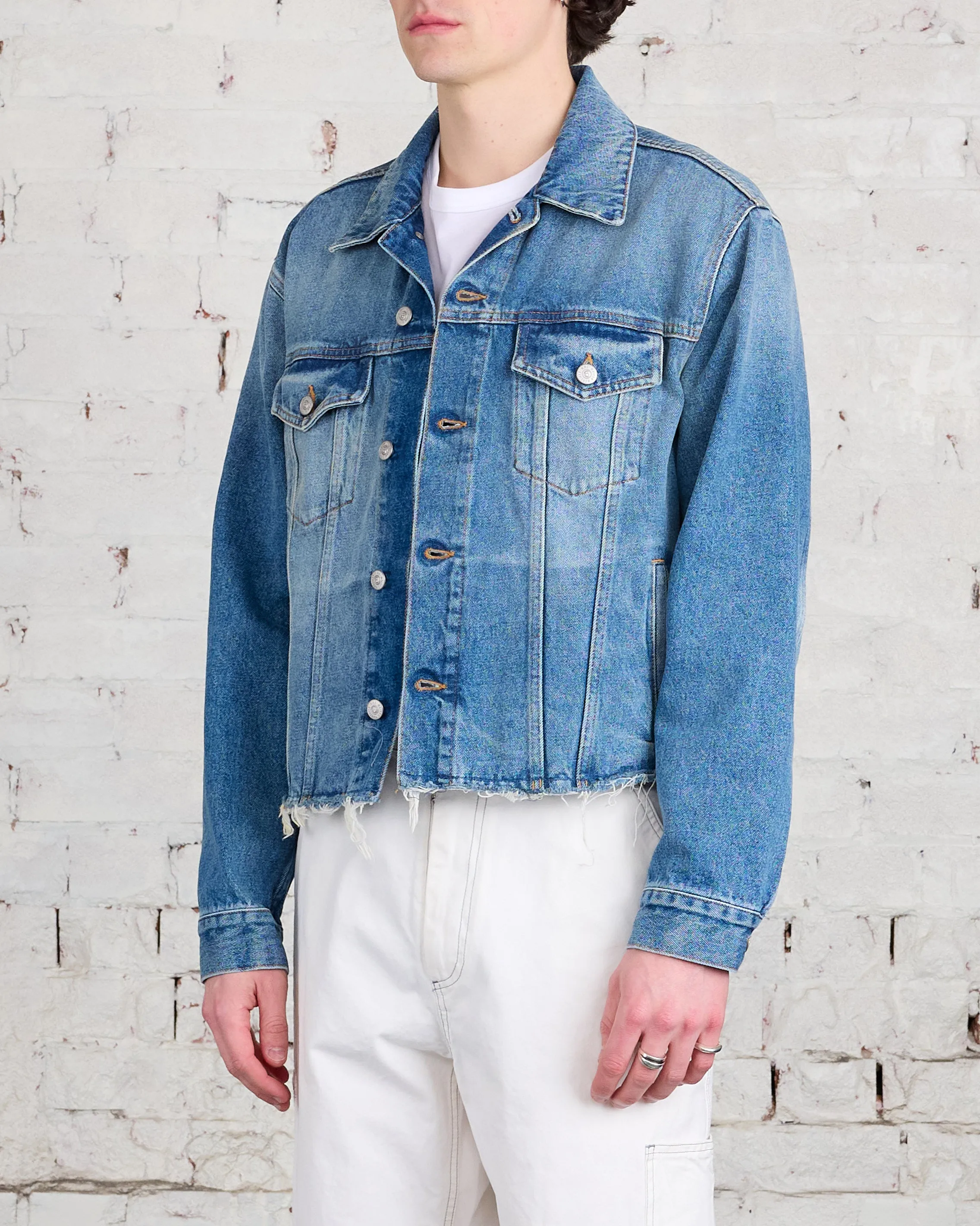 MM6 Maison Margiela Denim Cropped Jacket Light Blue