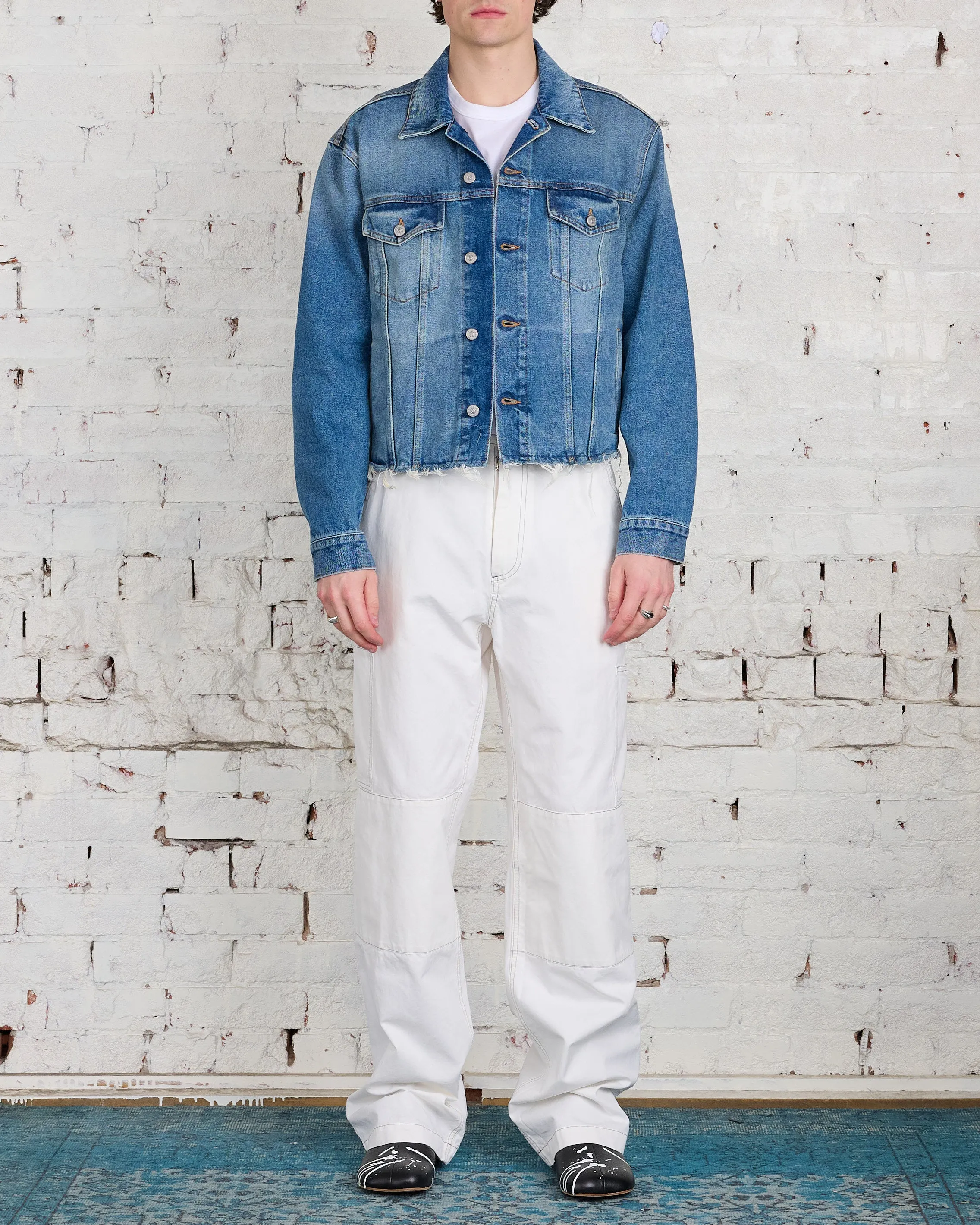 MM6 Maison Margiela Denim Cropped Jacket Light Blue