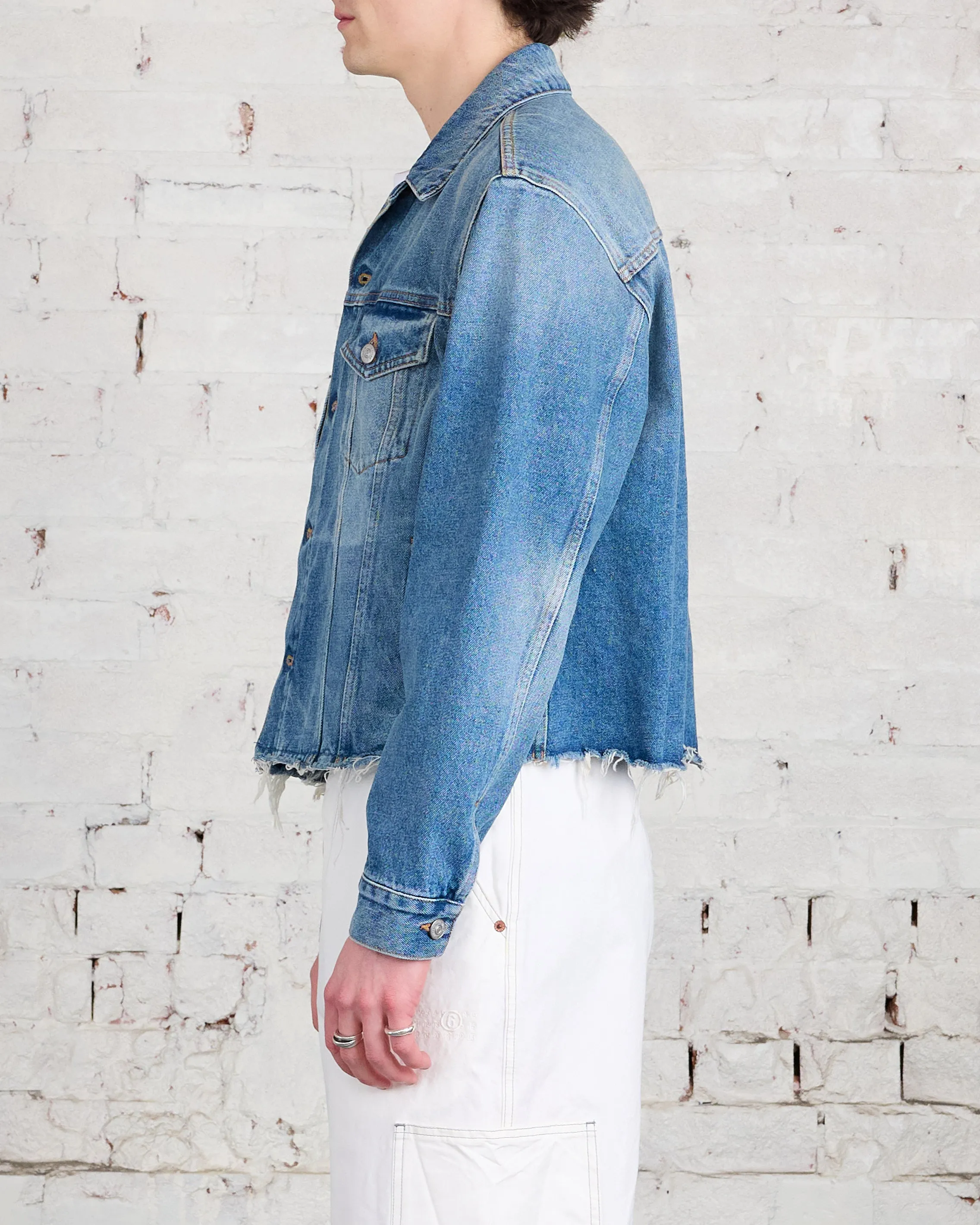 MM6 Maison Margiela Denim Cropped Jacket Light Blue