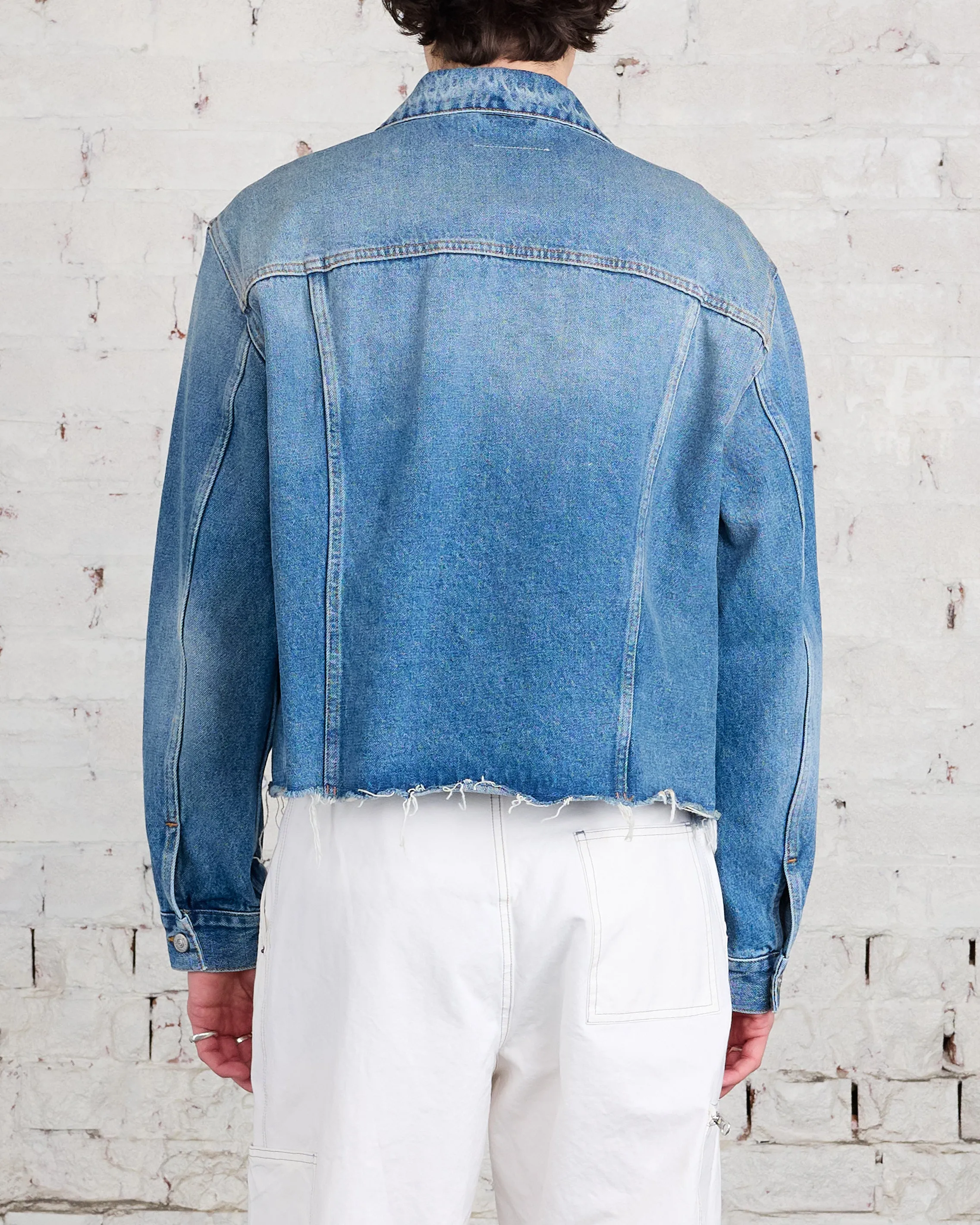 MM6 Maison Margiela Denim Cropped Jacket Light Blue