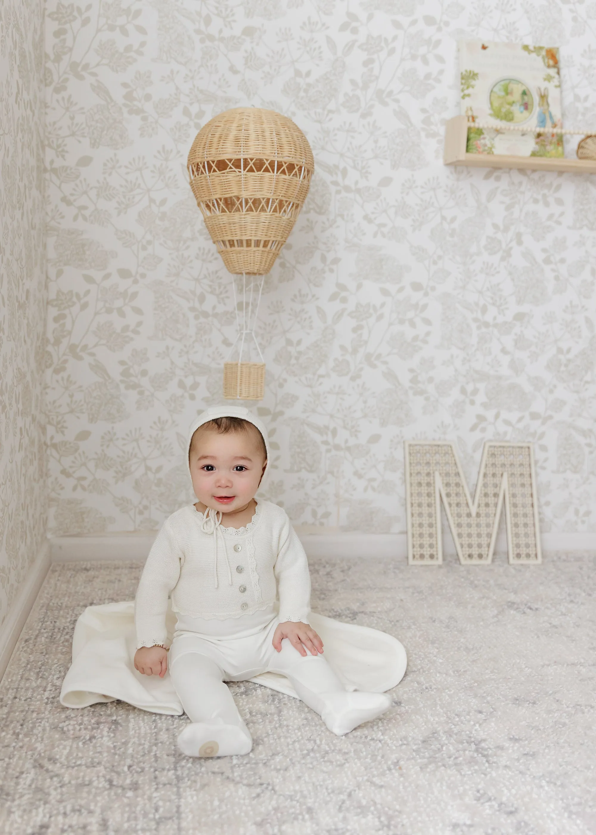 Mon Tresor Baby Mock-Cardigan Footie Ivory