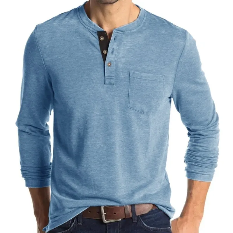 New Autumn And Winter Men's Long Sleeved T-Shirt Solid Color Base Shirt