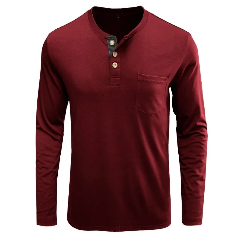 New Autumn And Winter Men's Long Sleeved T-Shirt Solid Color Base Shirt